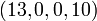 (13,0,0,10)
